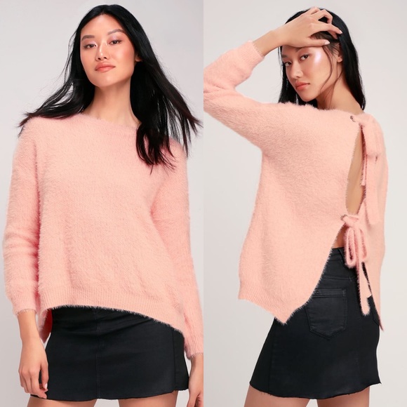 Lulus Sweaters - Lulus | Weekend In Aspen Blush Pink Backless Sweater Top